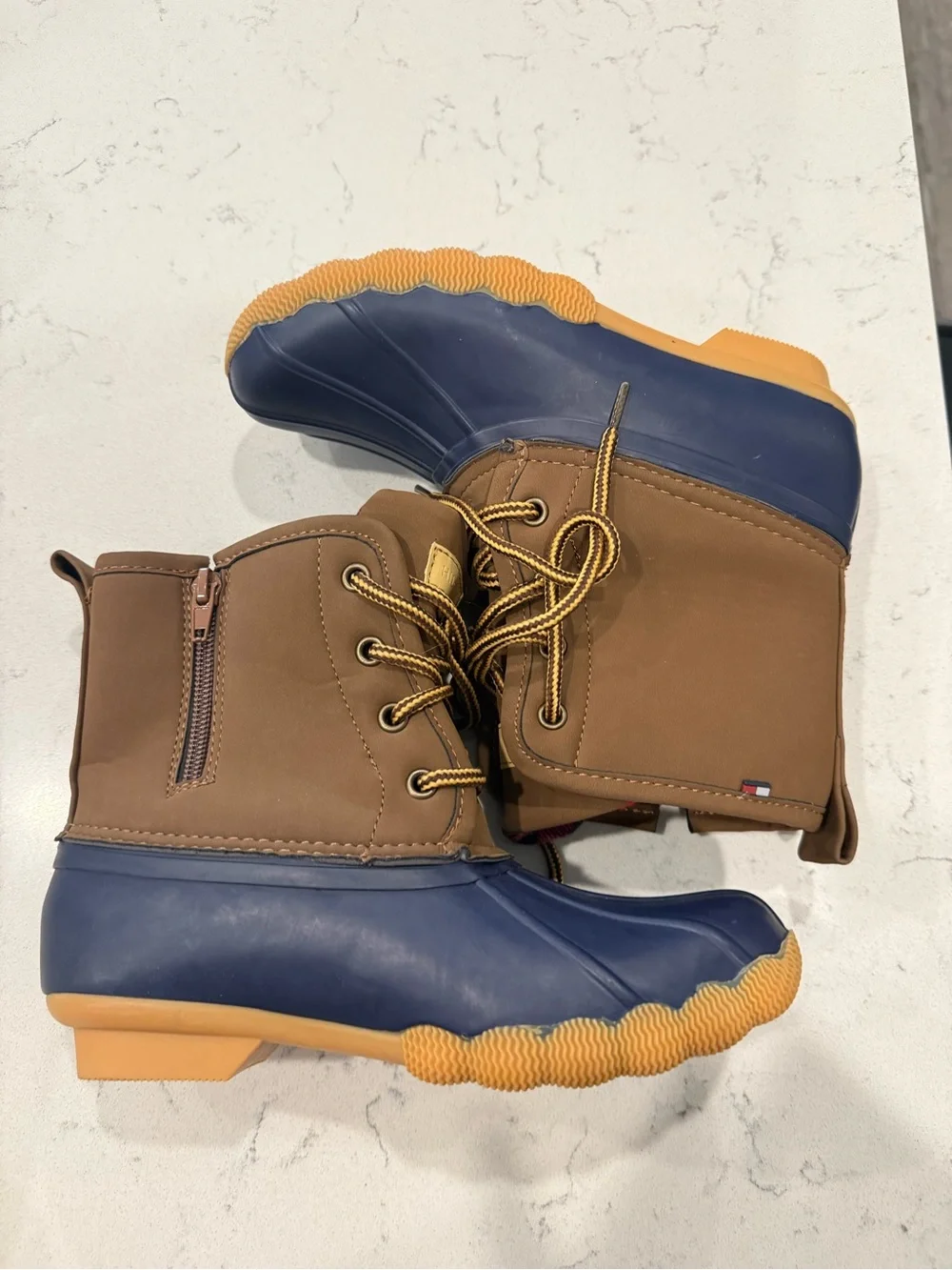 Tommy Hilfiger Boys Navy and Brown Rain Boots
